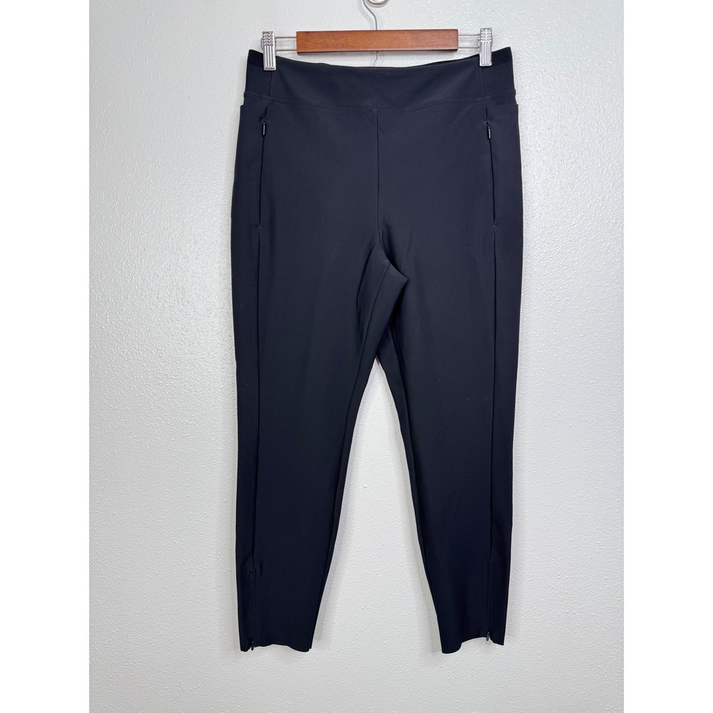 Athleta Ankle Pants Black High Rise Tapered Zip Pockets 10P Petite